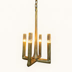 Four-Light Geometric Glass Chandelier