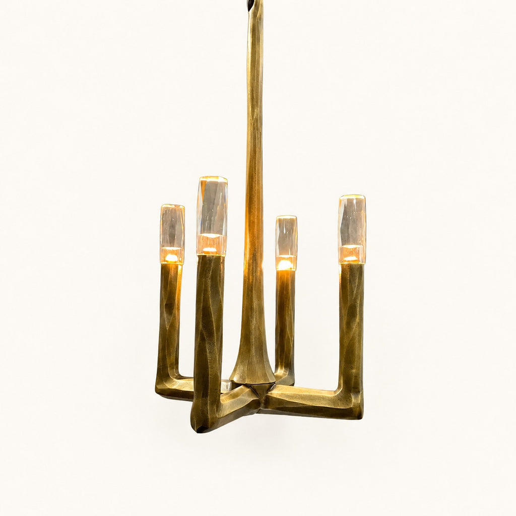 Four-Light Geometric Glass Chandelier