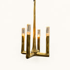 Four-Light Geometric Glass Chandelier