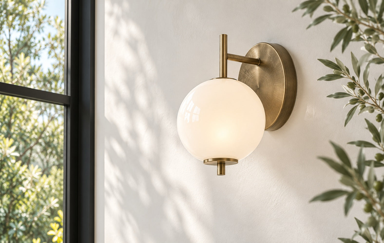 Opal wall light in a bright contemporary interior